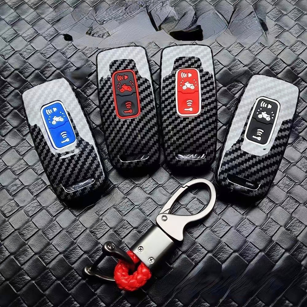 เคสกุญแจรีโมทมอเตอร์ไซค์ ลายคาร์บอนไฟเบอร์ สำหรับ Honda PCX, Forza, ADV, Giorno