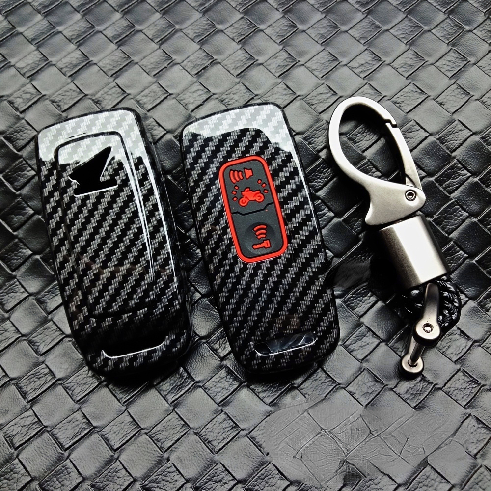 เคสกุญแจรีโมทมอเตอร์ไซค์ ลายคาร์บอนไฟเบอร์ สำหรับ Honda PCX, Forza, ADV, Giorno รูปที่ 4