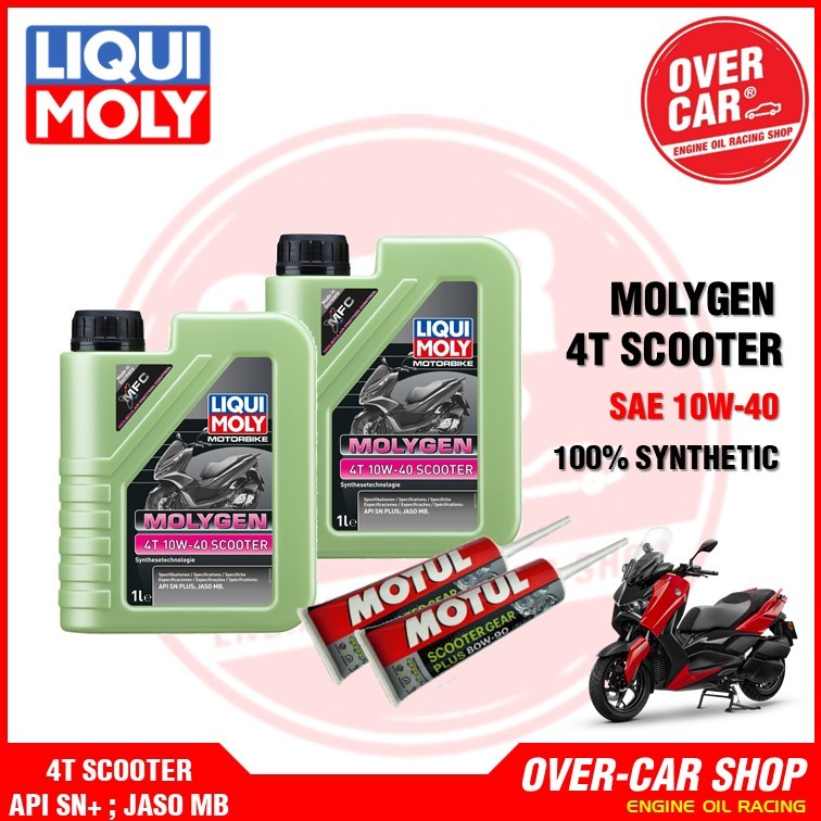 ชุดเปลี่ยนถ่ายน้ำมันเครื่อง LIQUI MOLY Molygen 4T 10W-40 พร้อมน้ำมันเฟืองท้ายและกรองแท้ สำหรับ Yamaha X-Max รูปที่ 2