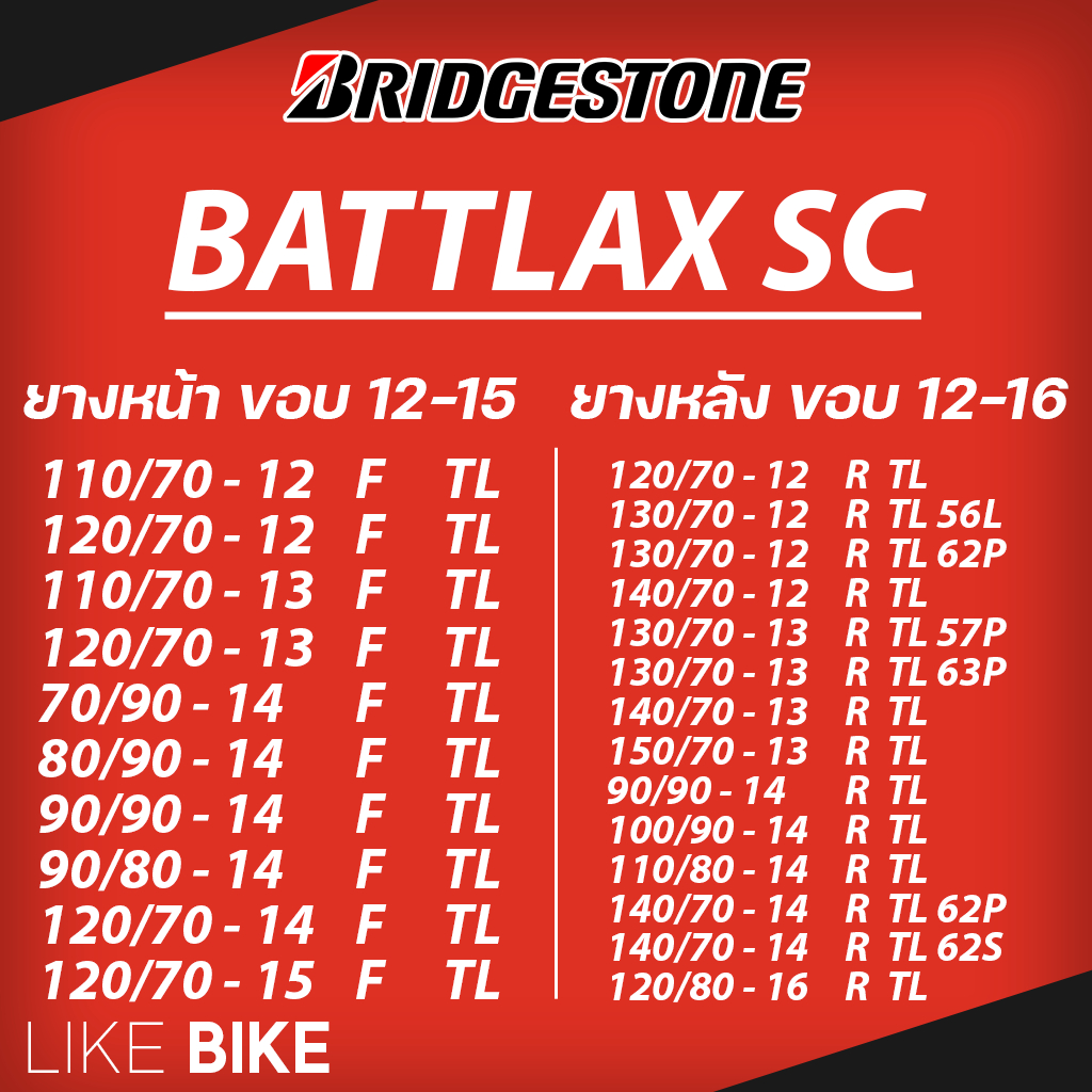 ยางนอก Bridgestone Battlax SC สำหรับรถมอเตอร์ไซค์ออโตเมติก ขอบ 12-16 นิ้ว รูปที่ 2