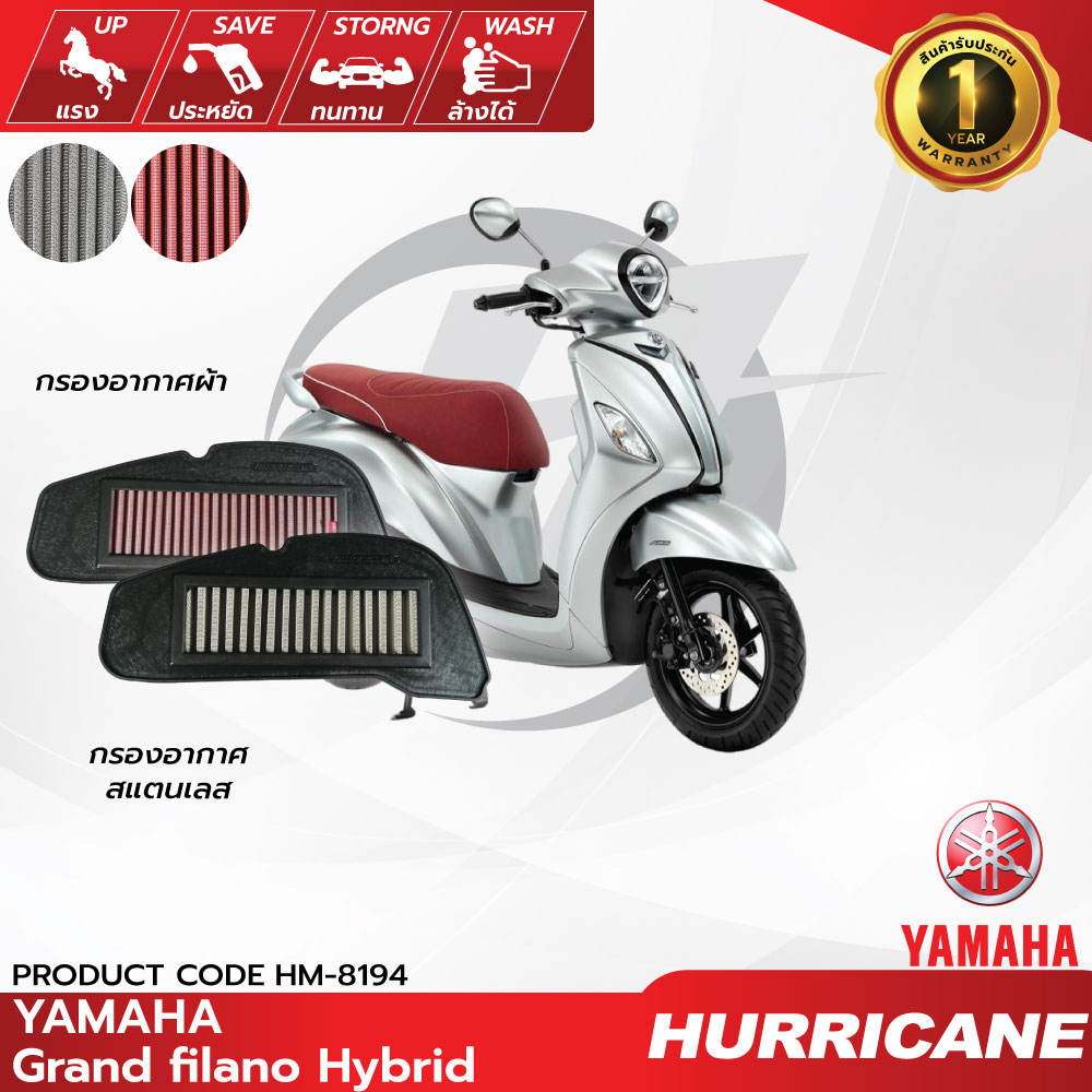 กรองอากาศ Hurricane สำหรับ Yamaha Grand Filano Hybrid และ Fazzio รูปที่ 7