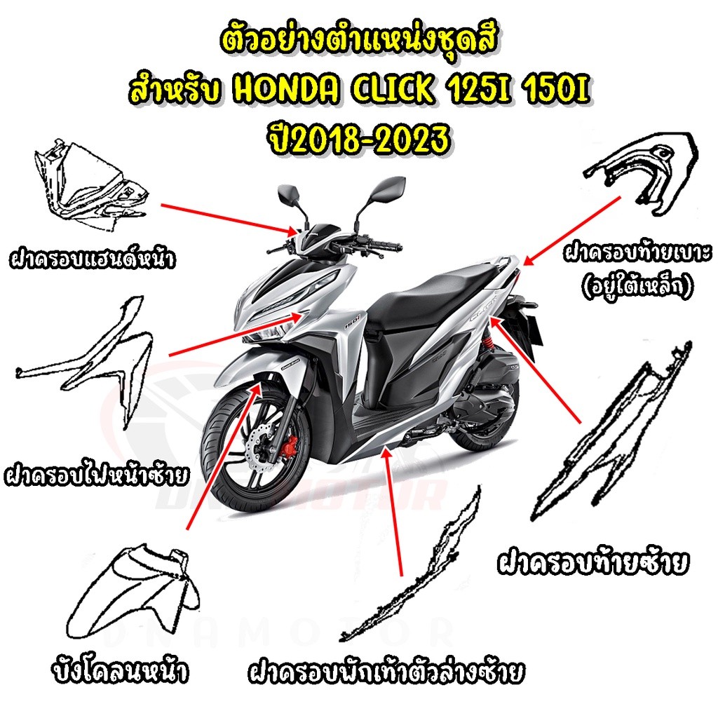 ชุดสี Honda Click 125i ปี 2019 สีดำเงา แท้เบิกศูนย์ รูปที่ 9
