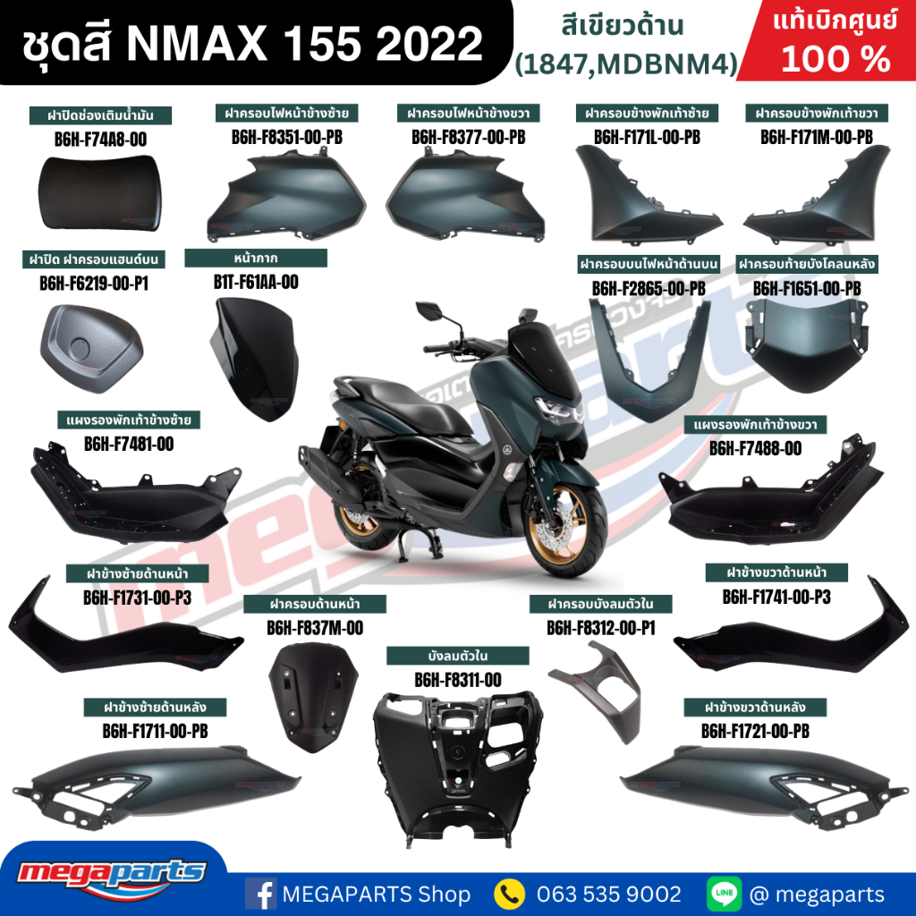 ชุดสี Yamaha NMAX 155 ปี 2022 สีเขียวด้าน แท้เบิกศูนย์