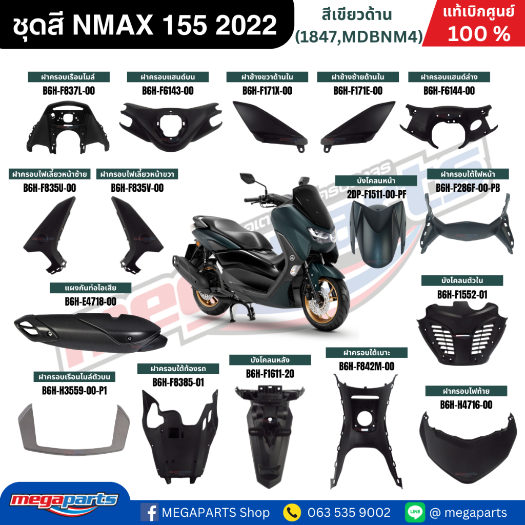 ชุดสี Yamaha NMAX 155 ปี 2022 สีเขียวด้าน แท้เบิกศูนย์ รูปที่ 2
