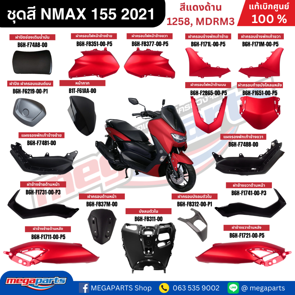ชุดสี Yamaha NMAX 155 ปี 2021 สีแดงด้าน แท้เบิกศูนย์ รูปที่ 2
