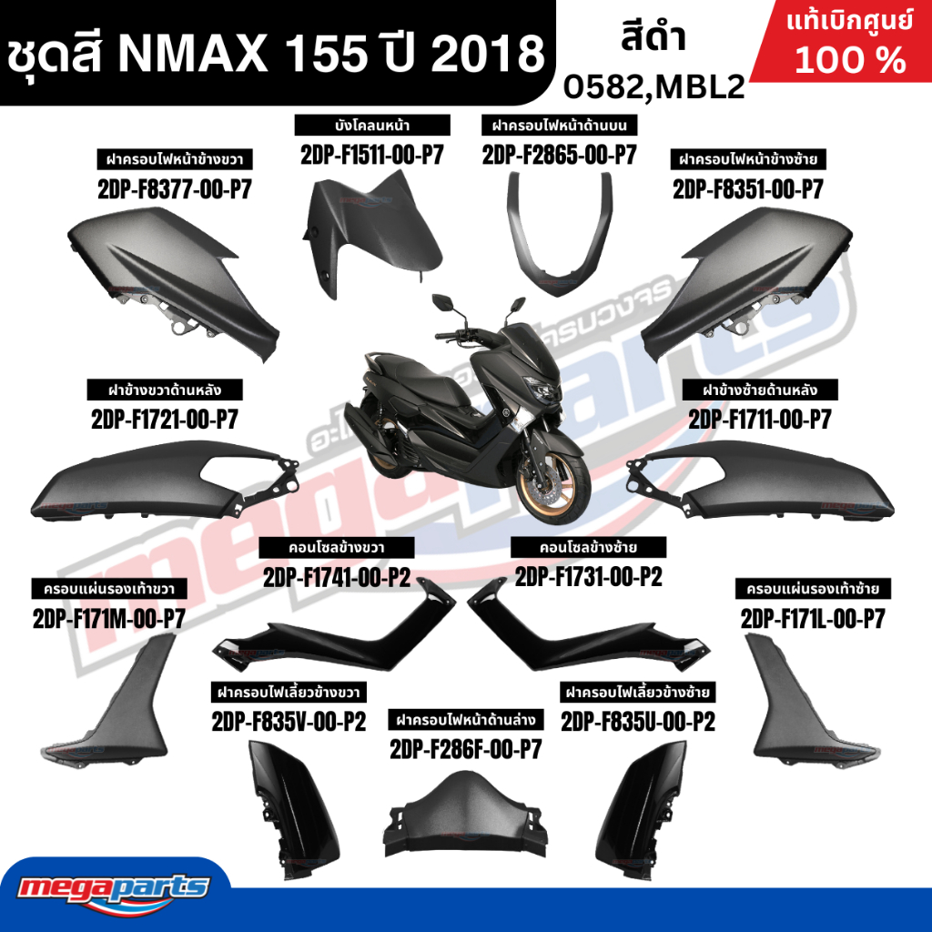 ชุดสีทั้งคัน Yamaha NMAX 155 ปี 2018 สีดำด้าน แท้เบิกศูนย์