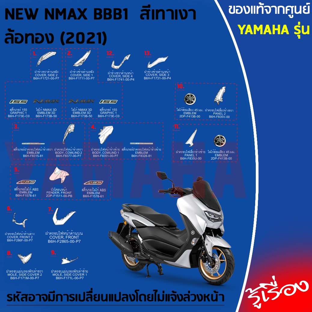 ชุดสีแฟริ่ง Yamaha NMAX 155 ปี 2021 สีเทาเงา แท้เบิกศูนย์ รูปที่ 2