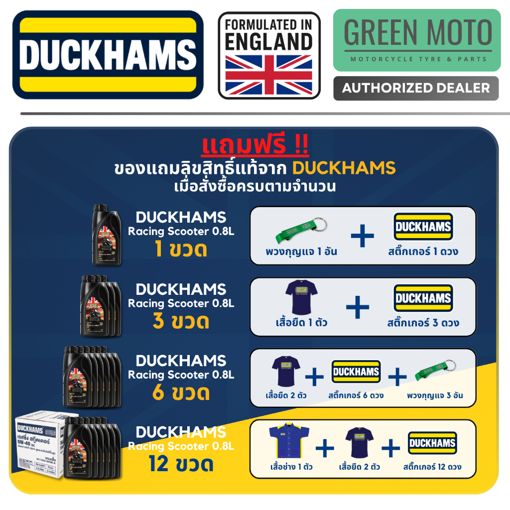 น้ำมันเครื่องสังเคราะห์แท้ 100% Duckhams Racing Scooter 5W-40 ขนาด 0.8 ลิตร รูปที่ 2