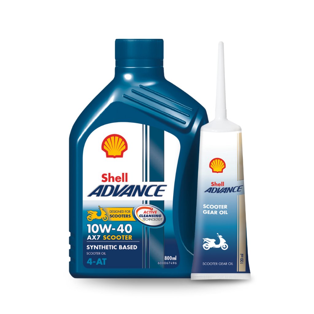 ชุดน้ำมันเครื่อง Shell Advance AX7 4AT 10W-40 (800มล.) พร้อมน้ำมันเฟืองท้าย
